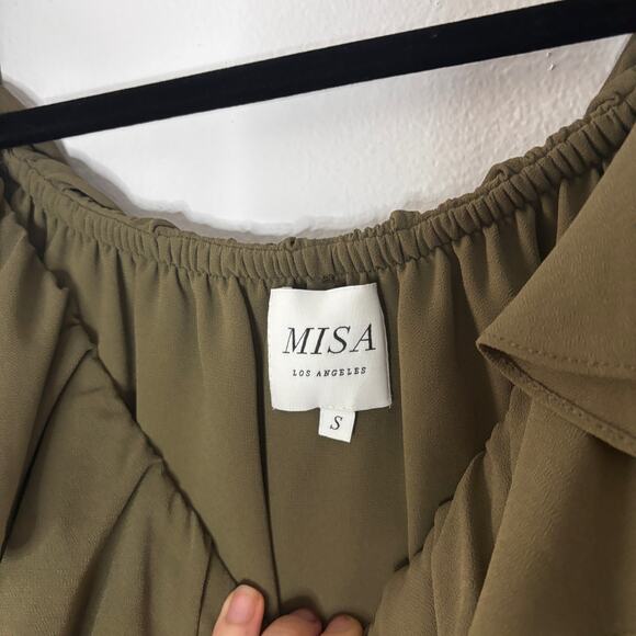 MISA Los Angeles Women’s Ruffle Off Shoulder Blouse Olive Green Size Small - Picture 8 of 16